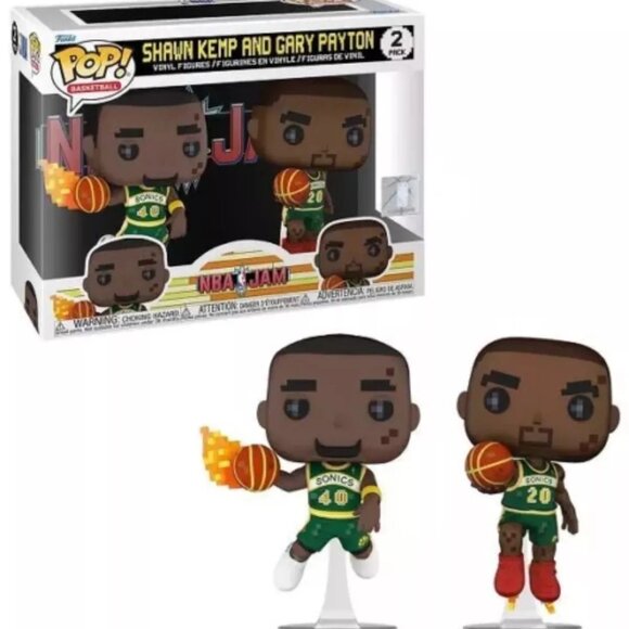 Shawn Kemp & Gary Payton (Seattle Supersonics) 8-Bit NBA Jam Funko Pop! NIB - Picture 1 of 3